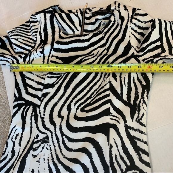 ZARA black White long Sleeve Zebra Print Bodycon cocktail mini Dress Sz M - Picture 12 of 13